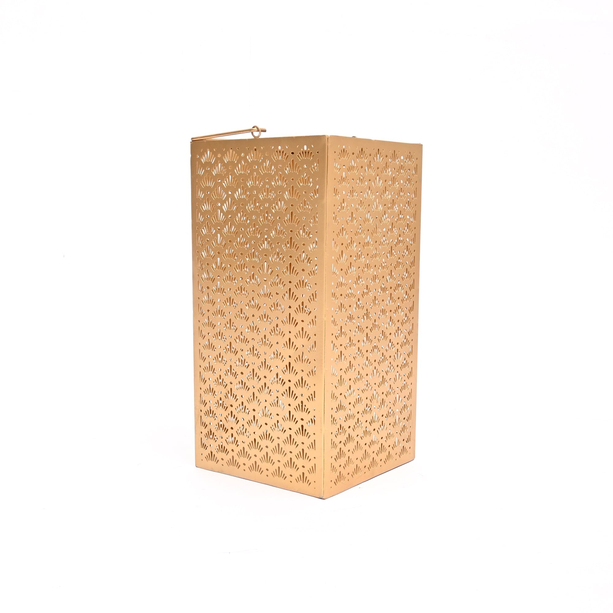 Metal Jali Lantern with Handle – Vintage Hanging Candle Holder