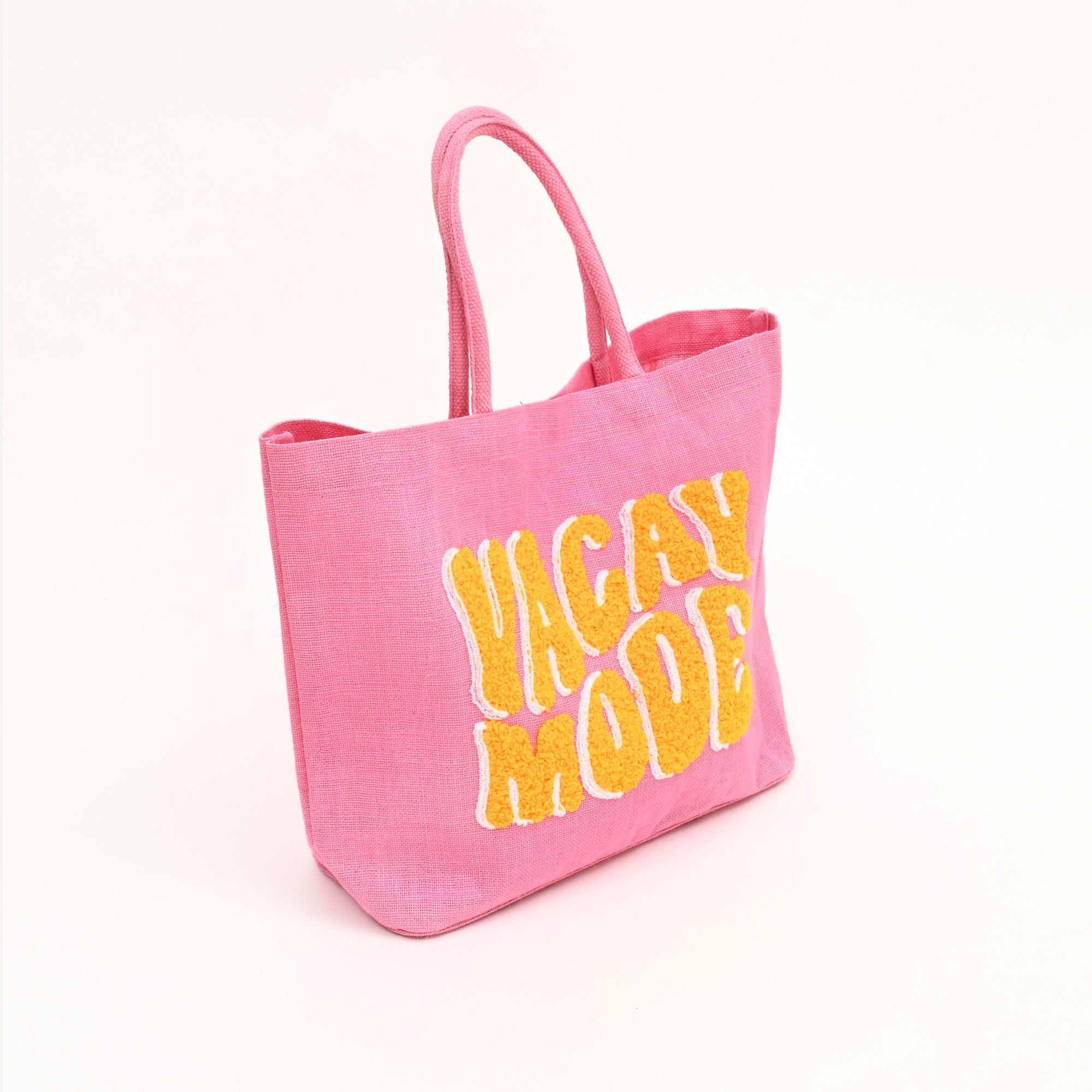 Blush Vacay Mode Beach Tote – Chic Multi-Color Jute Bag