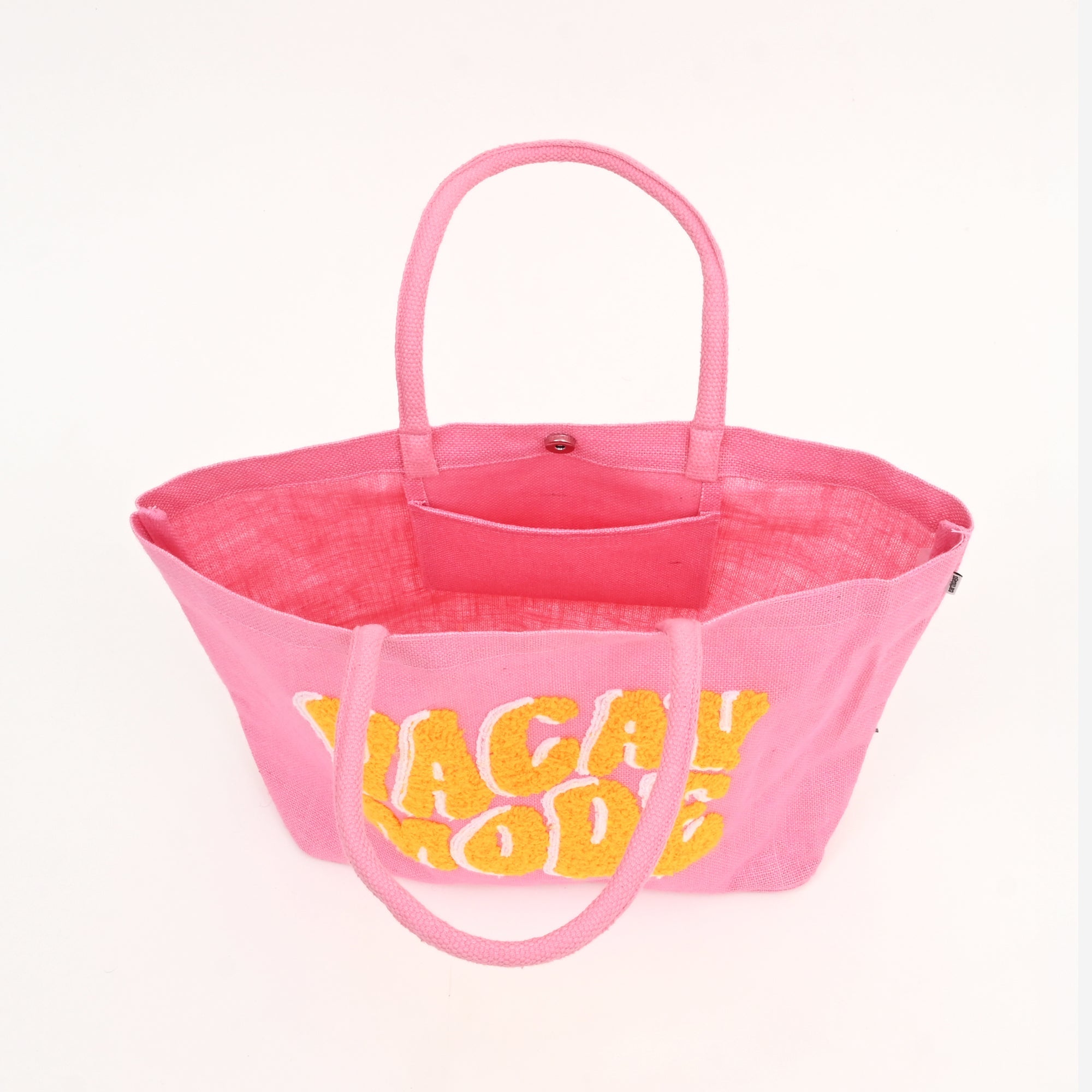 Blush Vacay Mode Beach Tote – Chic Multi-Color Jute Bag