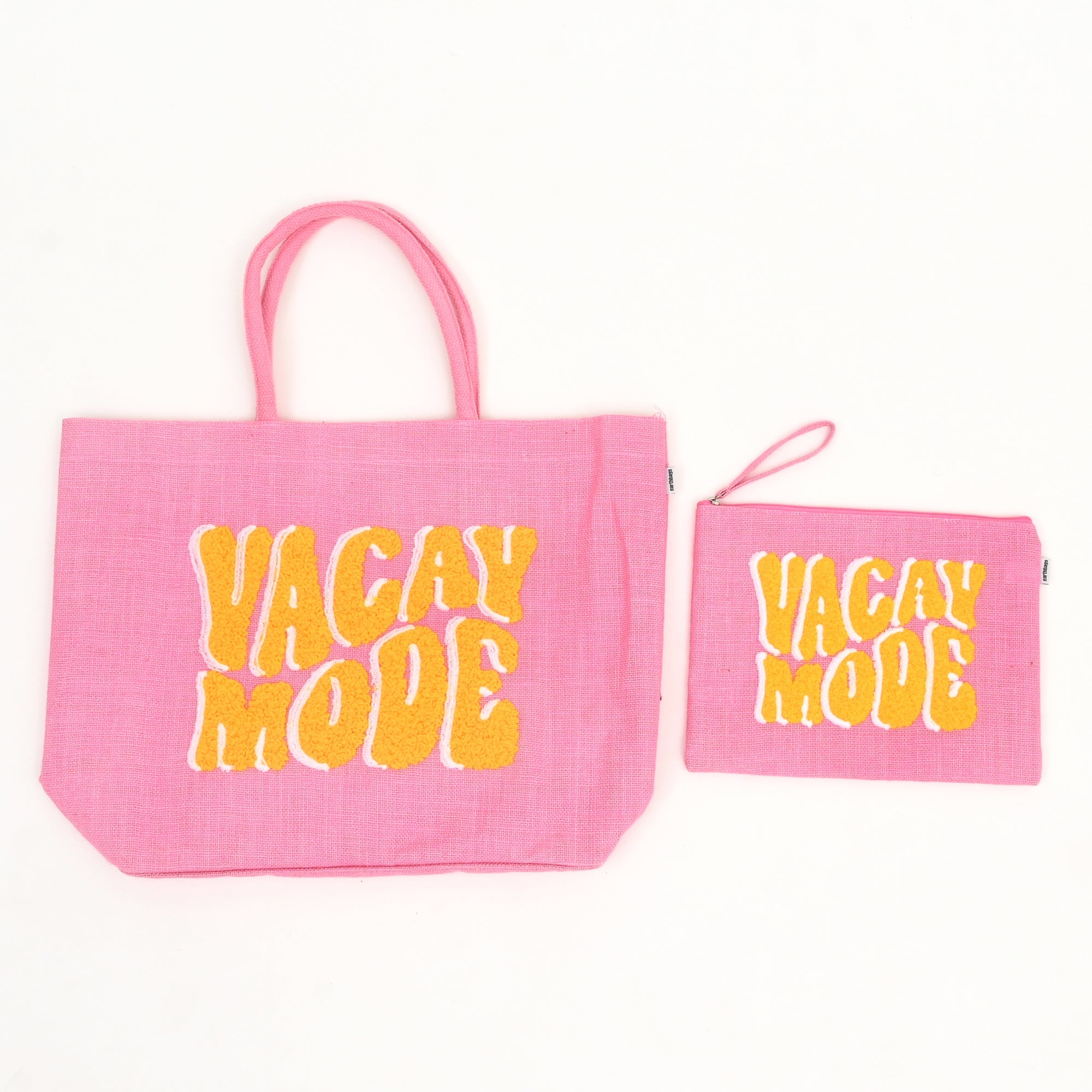 Blush Vacay Mode Beach Tote – Chic Multi-Color Jute Bag