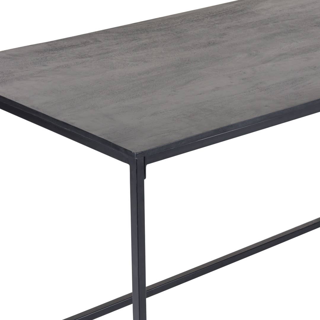 Modern Dining Table – Black Mango Wood & Charcoal Metal Frame – Industrial Style