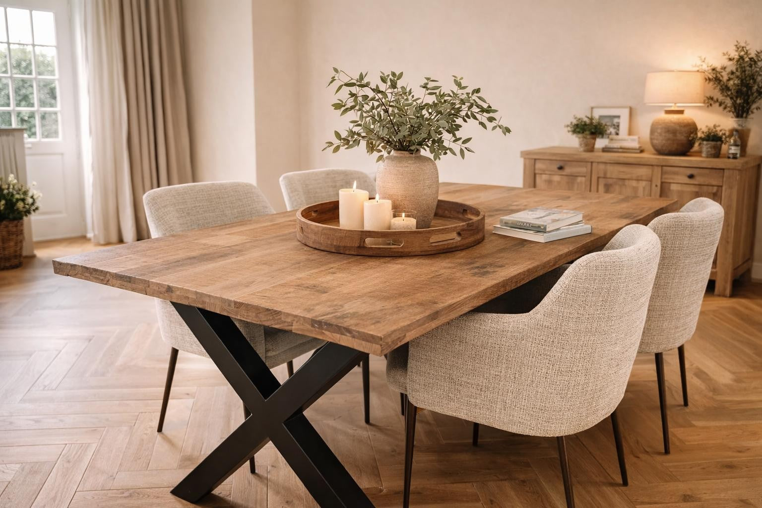Rechthoekige mango eettafel