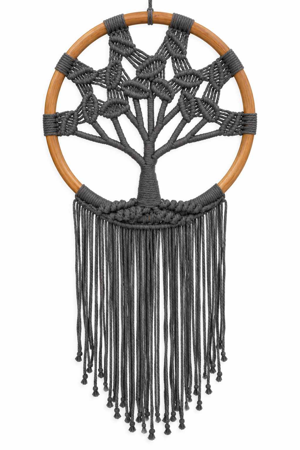 Macramé wandhanger levensboom antraciet