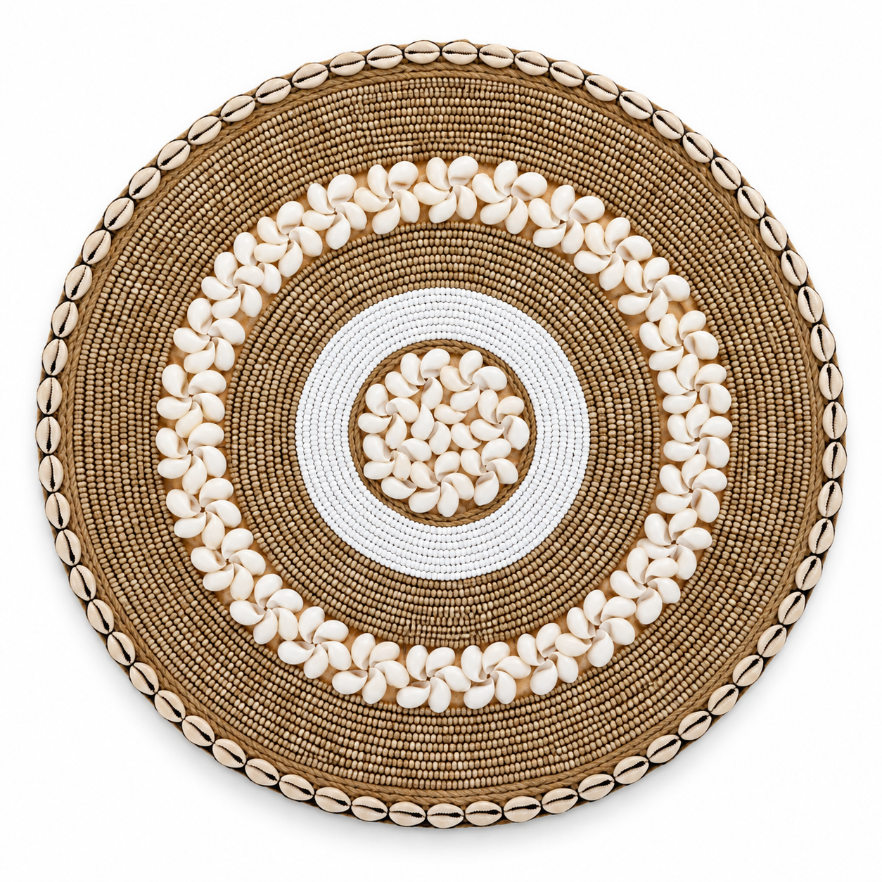 Wandhanger naturel kralen met schelpen