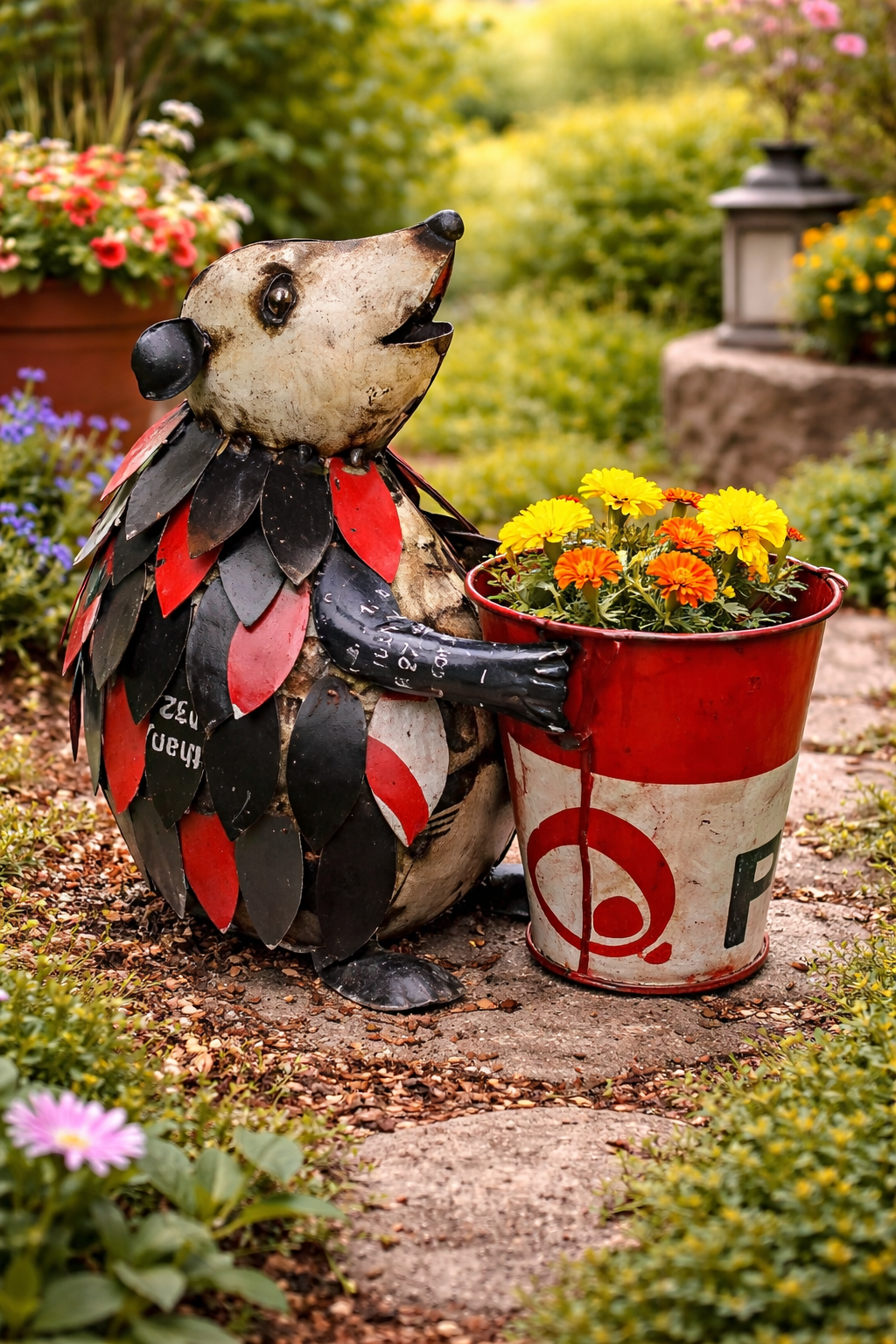 RECYCLED IRON HEDGEHOG PLANTER