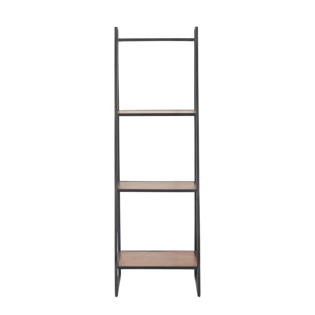 Modern Step Shelf – Mango Wood & Black Metal – Freestanding Storage Unit