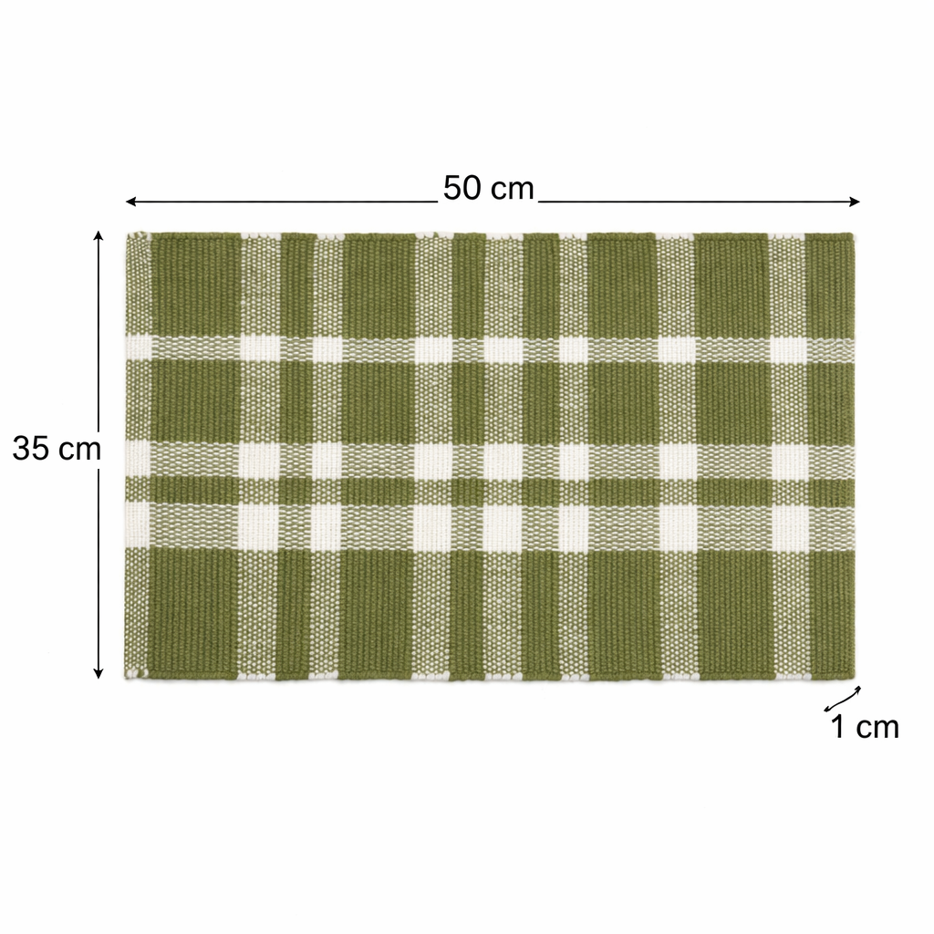 Green Checker Placemat – Durable Polyester Table Mat for Dining and Kitchen