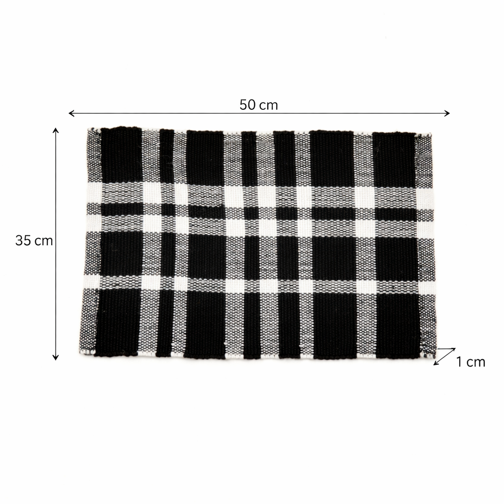 Charcoal Checker Placemat – Durable Polyester Table Mat for Dining and Kitchen