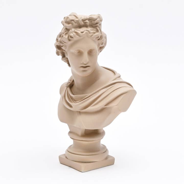 Beige Classical Greco-Roman Bust Sculpture – Resin Decorative Accent, 18.8 x 14 x 30 cm