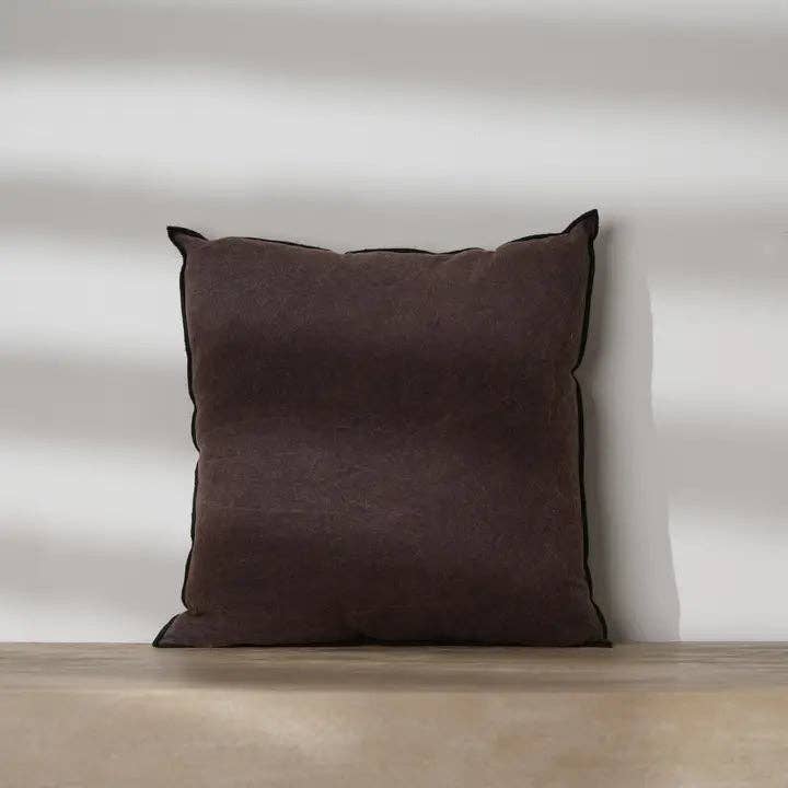 Handmade Cotton & Linen Cushion Cover – Beige, Brown & Green