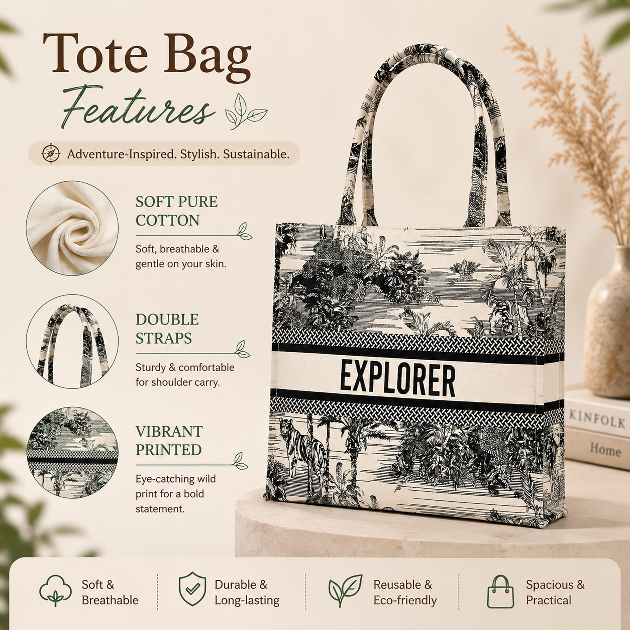 Wild Canvas Tote Bag – Adventure-Inspired Carryall