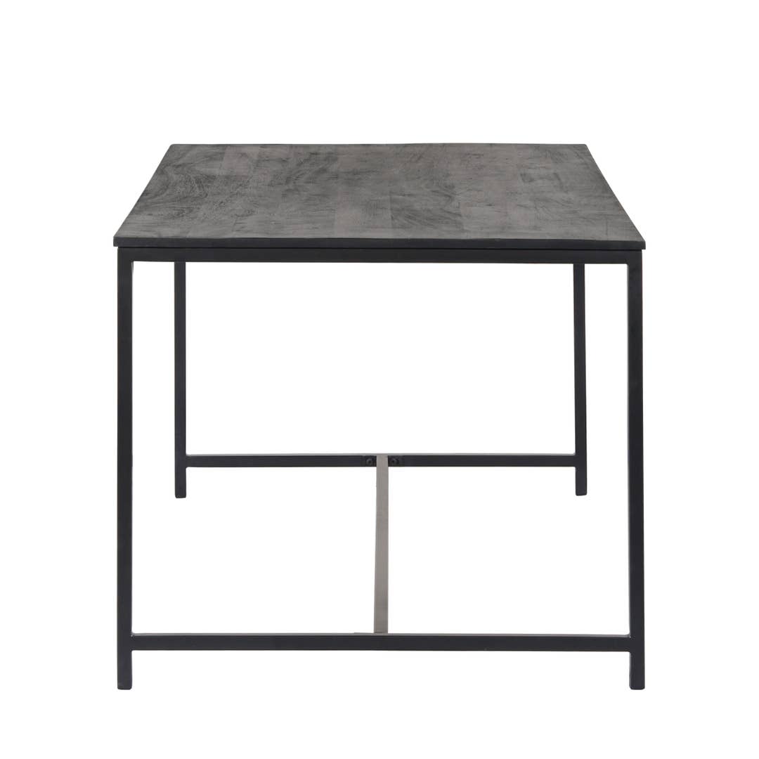 Modern Dining Table – Black Mango Wood & Charcoal Metal Frame – Industrial Style